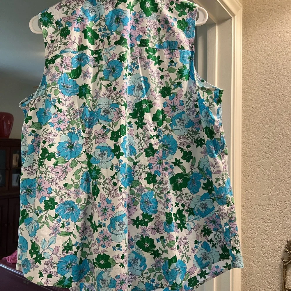 Talbots Floral Blouse - Blue and Green - Picture 2 of 5